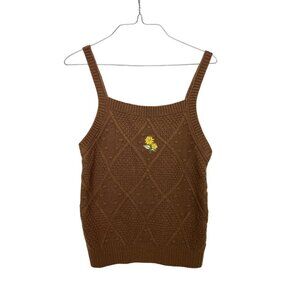 Ally Mae Knit Sweater Tank Top Sunflower Embroidered Sleeveless M